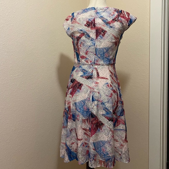 ModCloth lace printed paint dress Vintage silhouette - Picture 3 of 3